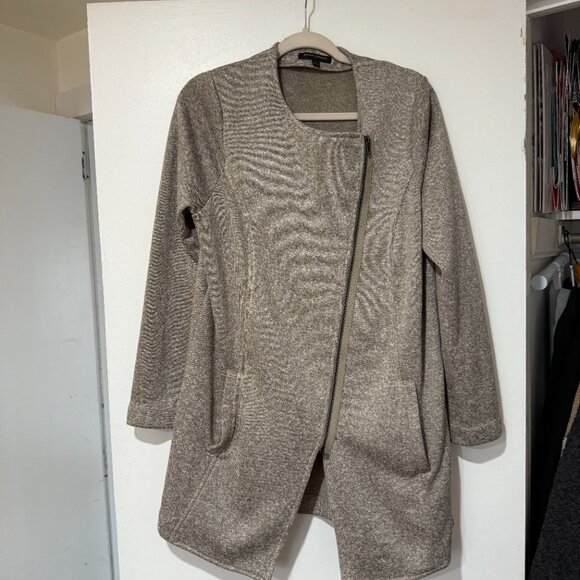 ✨Banana Republic Sweater Womens Asymmetrical Zip Knit Jacket Heathered Brown ✨🤎 - Picture 4 of 8